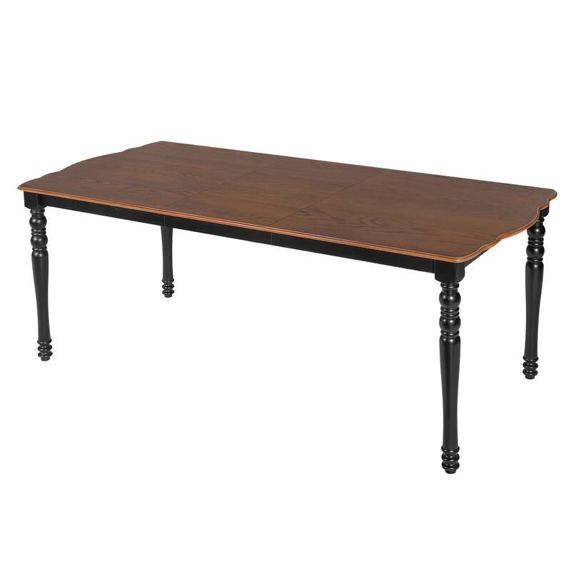 7-Piece Extendable Wood Dining Table Set with Removable Leaf and 6 Durable Chairs for Kitchen Use