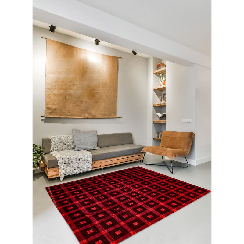 ECARPETGALLERY Hand-knotted Opulence Red Viscose, Wool Rug - 11'4 x 11'7
