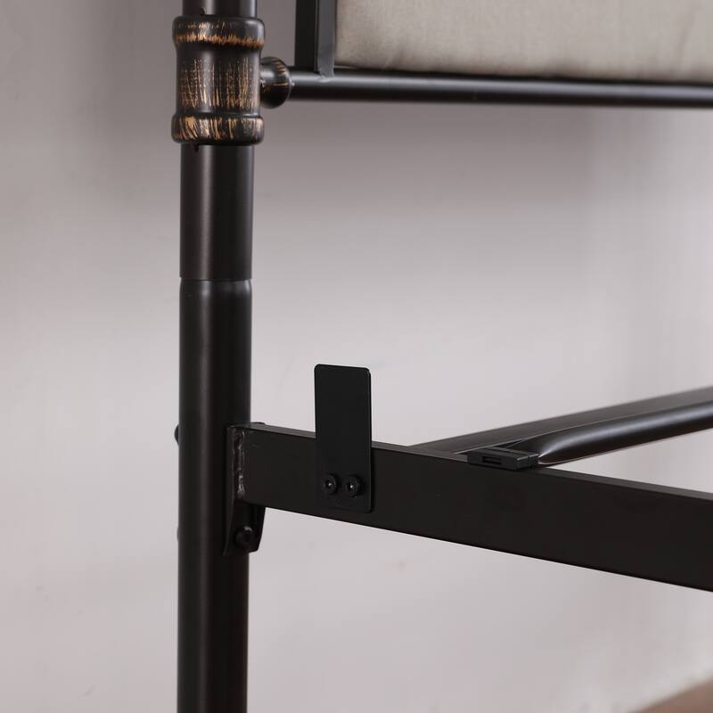 Single-Layer Bed Head and Soft Pull Buckle Bed End Standpipe Water Pipe Bed Black Gold-Painted Iron Bed