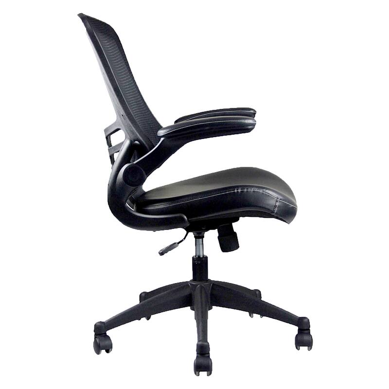 Techni Mobili Stylish Mid-Back Mesh Office Chair with Adjustable Arms, Black