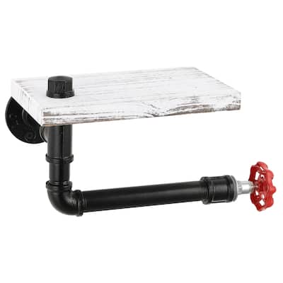 Toilet Paper Holder with Shelf,Industrial Tube Wall Mounted