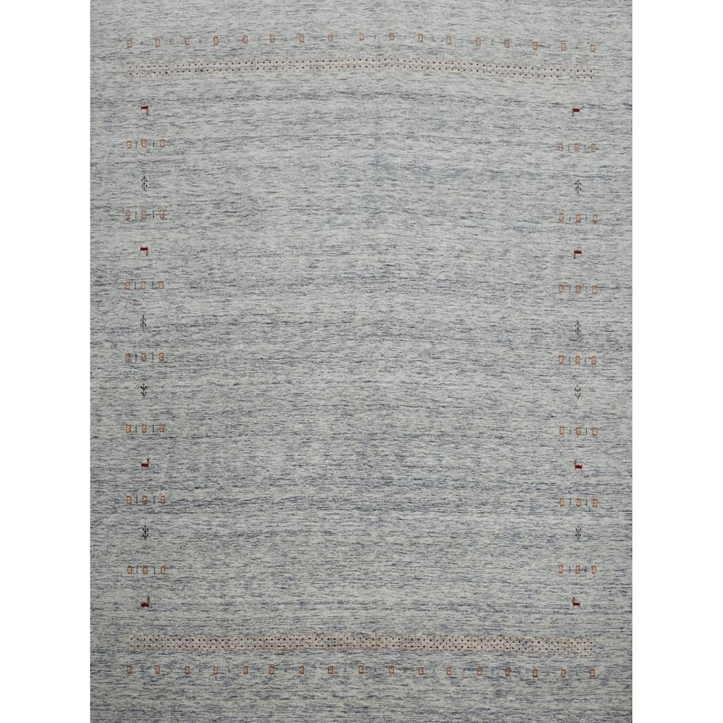 Hand Knotted Oriental 100% Wool Carpet Tribal Animal Pictorial Beige & Ivories Gabbeh Area Rug - 10' 0'' X 9' 8''