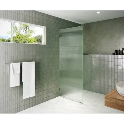 Glass Warehouse 32" x 78" Frameless Shower Door - Single Fixed Panel Fluted Frosted