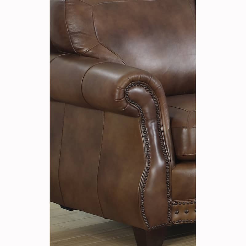 Sterling Cognac Brown Top Grain Italian Leather Loveseat - 39"H x 64"W x 39"D - 39"H x 64"W x 39"D