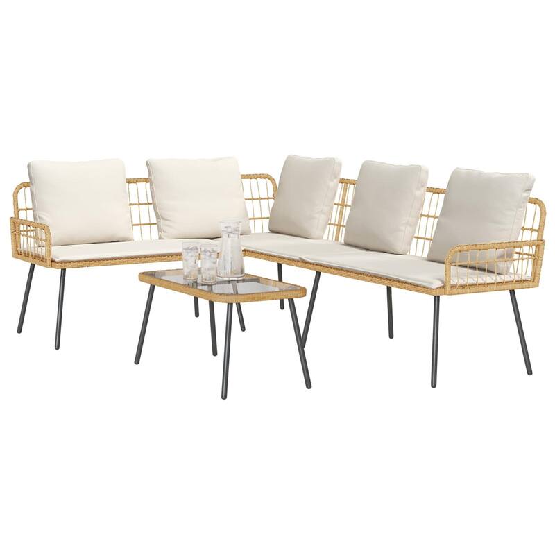 vidaXL 2 Piece Garden Sofa Set with Cushions Black Poly Rattan
