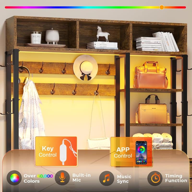 Entryway Bench Hall Tree with Bench and Shoe Storage Coat Rack