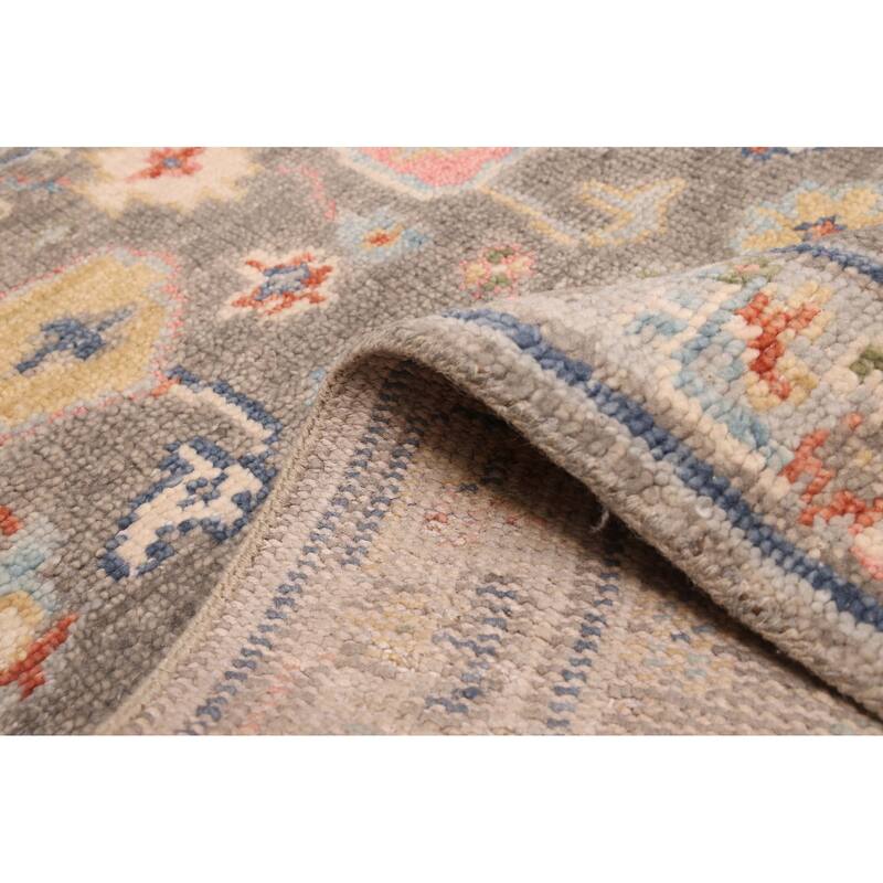 ECARPETGALLERY Hand-knotted Modern Oushak Dark Grey Wool Rug - 3'0 x 5'0