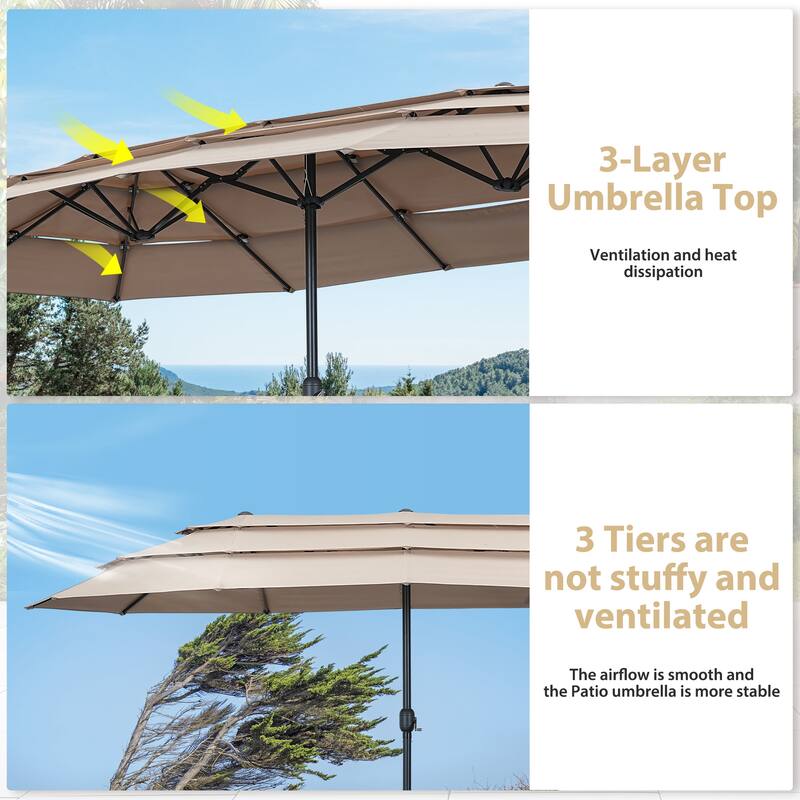 15ft Patio Umbrella with 3-Tiers Umbrella Top without Base