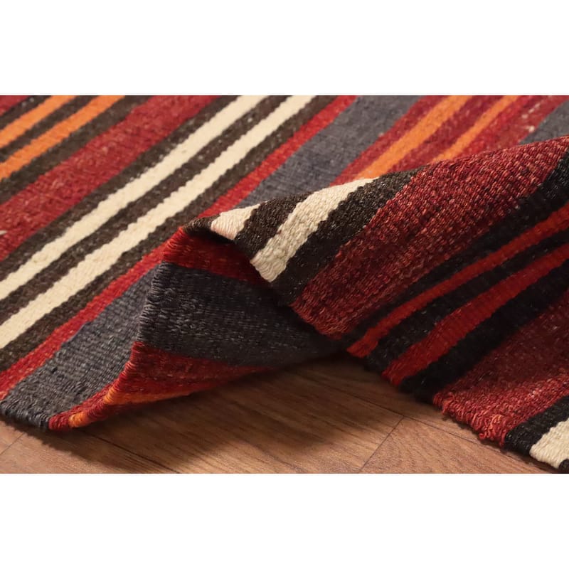 Hand Woven Oriental 100% Wool Carpet Southwestern Geometric Multi-Colored Kilim Area Rug - 8' 5'' X 4' 7''
