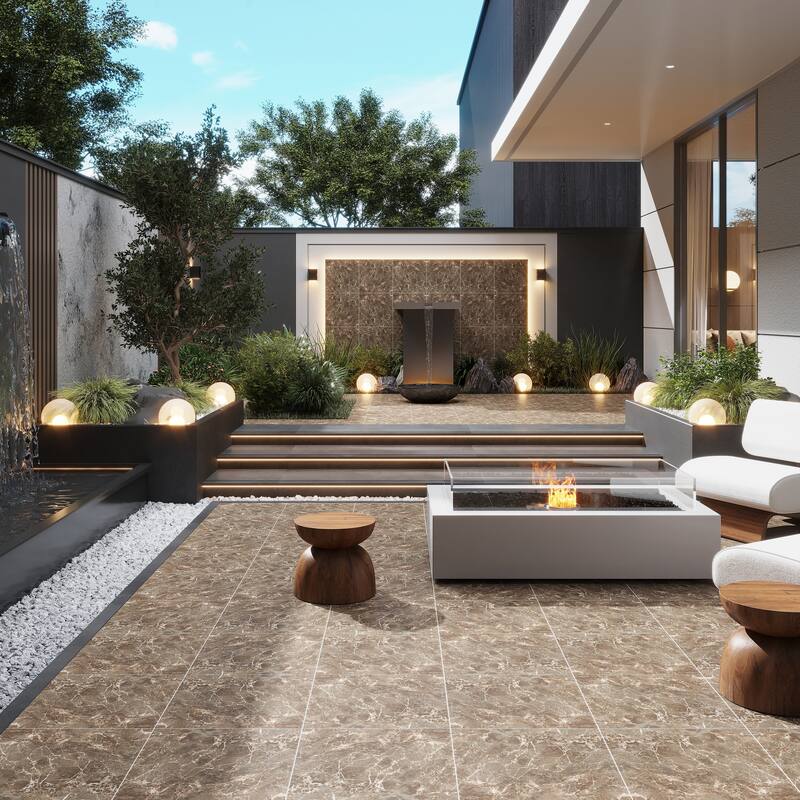 Regalia 24x24 in. Matte Color Body Porcelain Marble-look Vein Large Wall and Floor Tile (15.5 sq ft/case, 4-Pack) - Bruno Brown