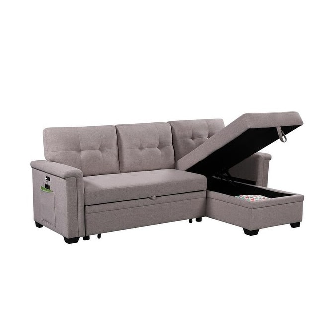Reversible Sleeper Sectional Sofa with Storage Chaise and Pocket