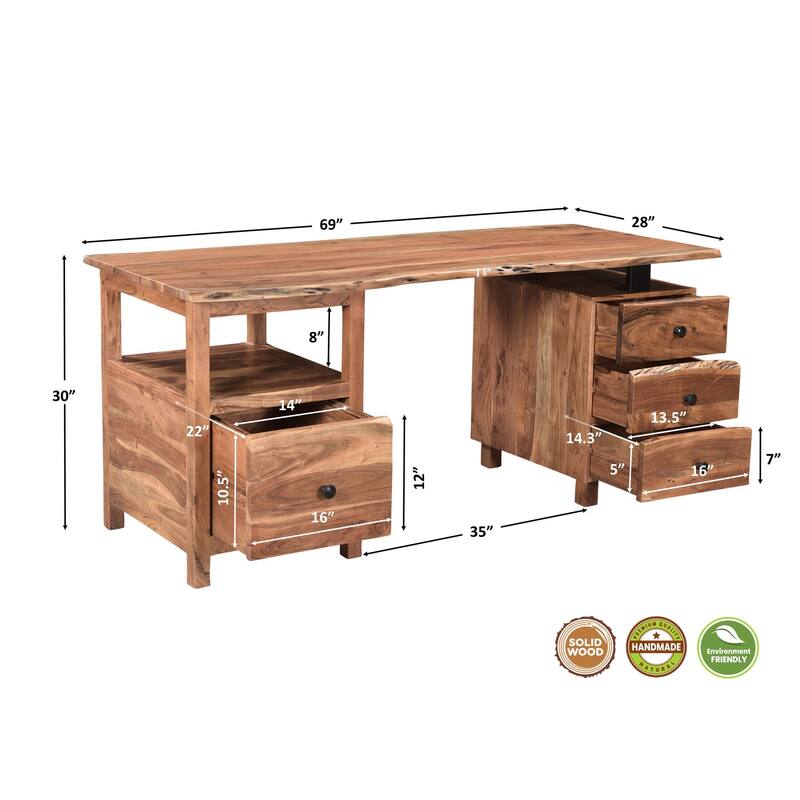 Sienna 2-piece Live Edge Solid Wood Desk Set