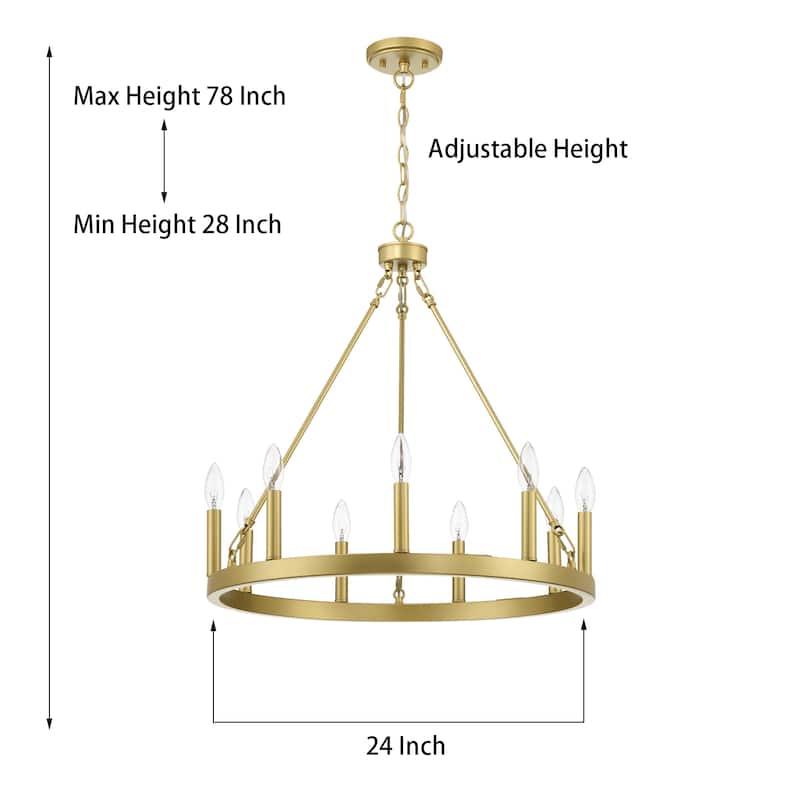 Acroma 9-light Modern Farmhouse Wagon Wheel Chandelier for Dining room - 24 inches