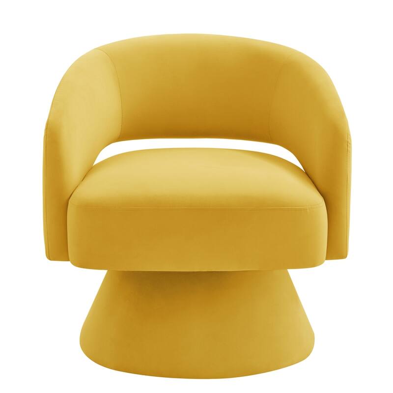 Modern Upholstered Velvet Swivel Barrel Chair with Armrest