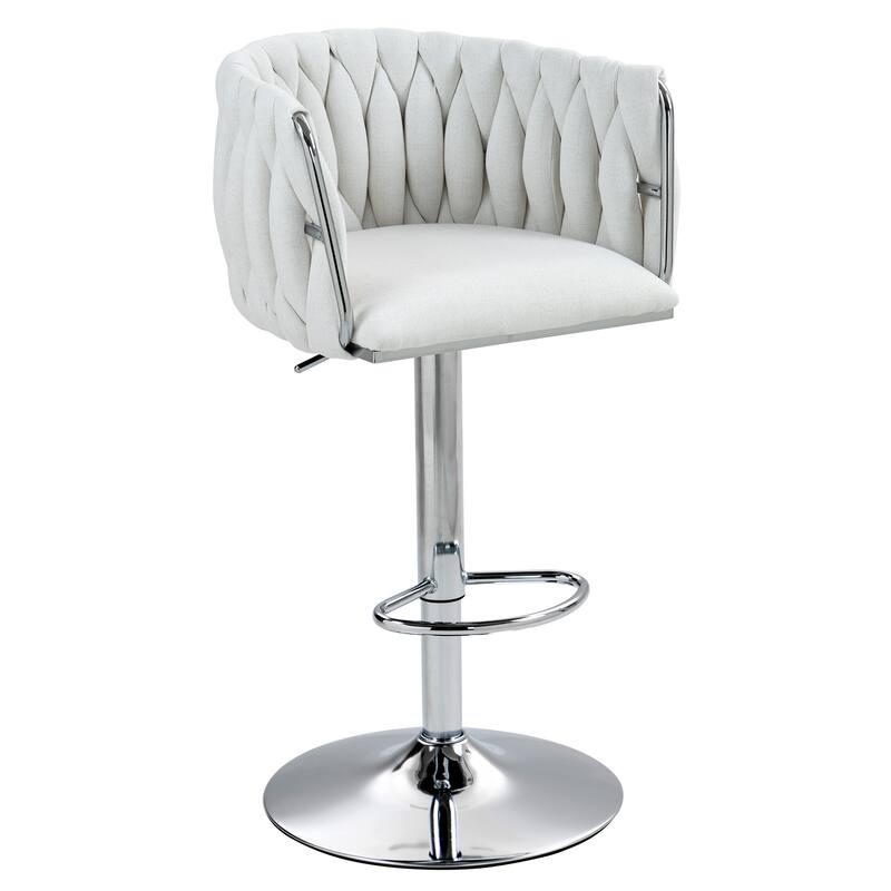 Fabric Cover Swivel Bar Stools Set of 2, Counter Height Chair with Back and Footrest, Dining Room Chair with Metal Frame