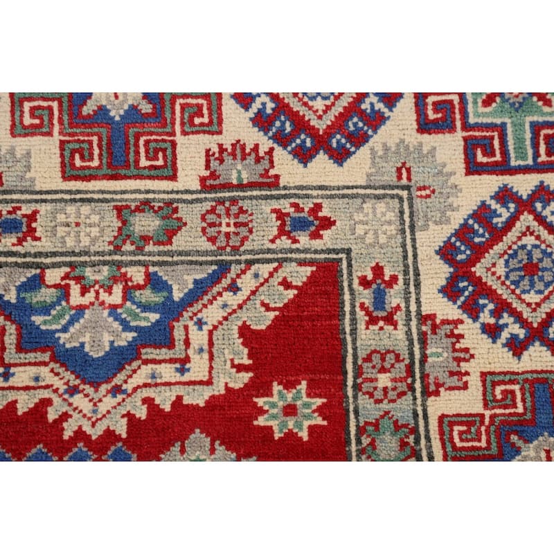 Traditional Kazak Oriental Area Rug Handmade Red Wool Carpet - 5'0" x 6'7"