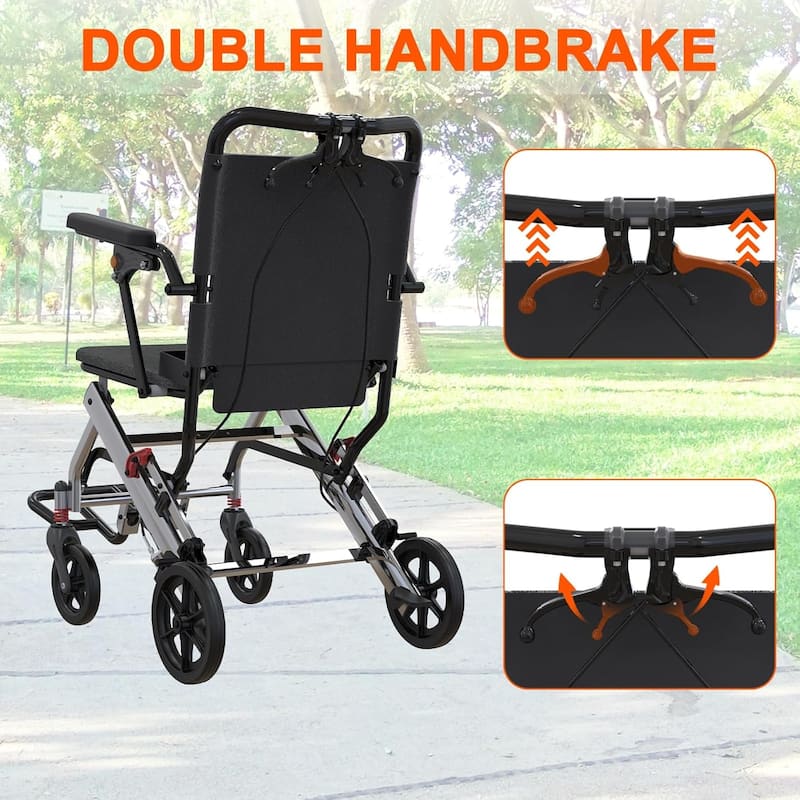 Ultra Lightweight Elderly Transport Wheelchair Portable Lightweight Folding