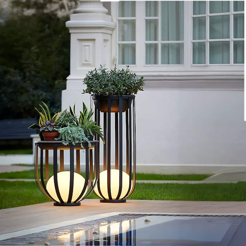 Waterproof Outdoor Floor Lamp, Outdoor Solar Power LED Plant Stand