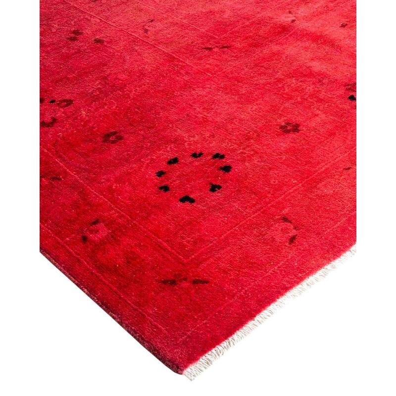 Overton Hand Knotted Wool Vintage Inspired Modern Contemporary Overdyed Pink Area Rug - 8' 9" x 11' 9"