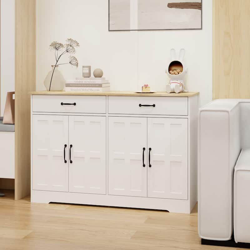 47.95" Farmhouse 4 Doors Storage Sideboard Buffet with 2 Drawers