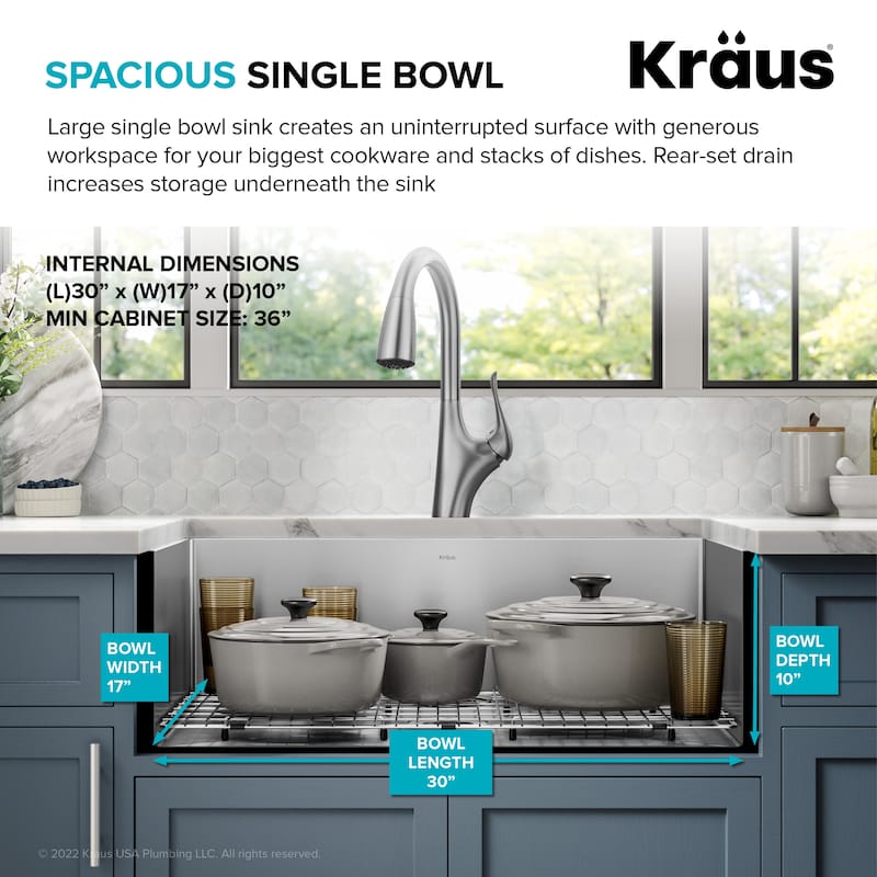 KRAUS Standart PRO Undermount Single Bowl Stainless Steel Kitchen Sink