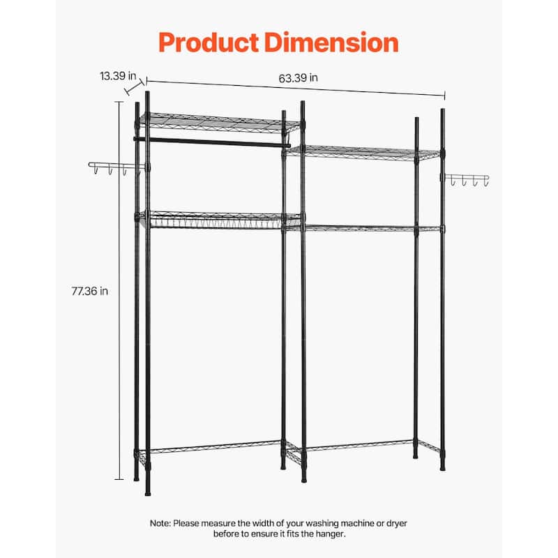 Adjustable Laundry Room Storage Shelf Over Washer and Dryer Sturdy Carbon Steel Organizer Rack