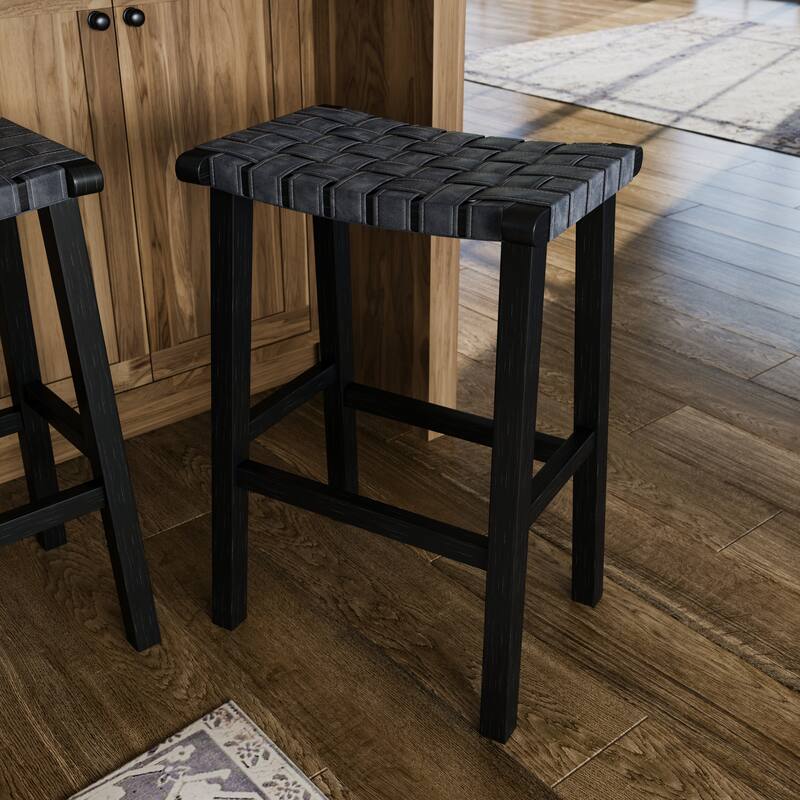 Maven Lane Noah Kitchen Dining Stool with Vegan Leather