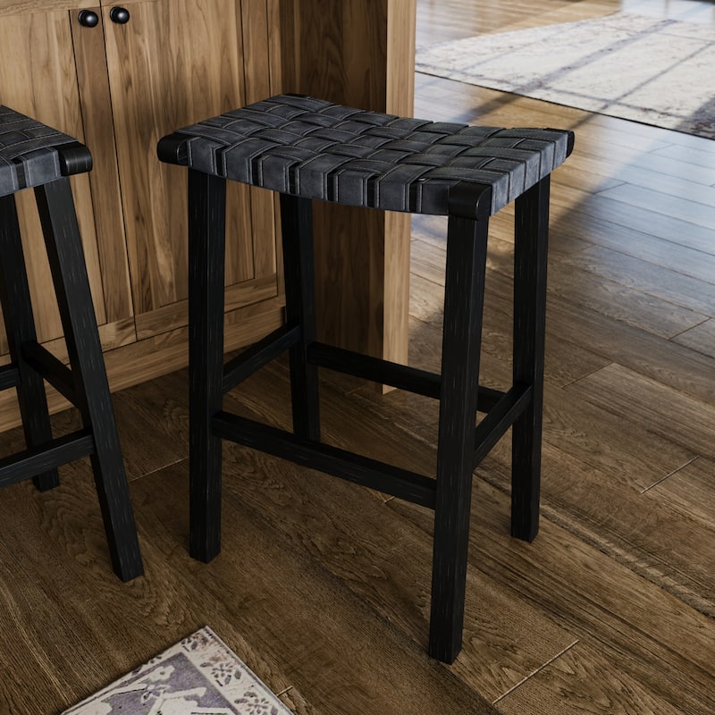Maven Lane Noah Kitchen Dining Stool with Vegan Leather