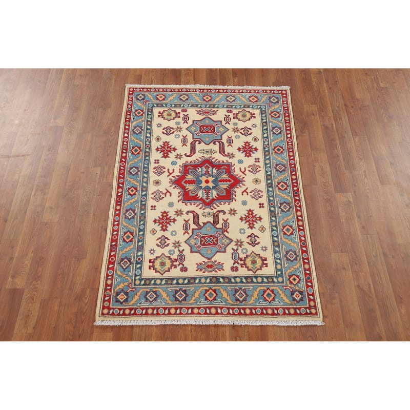 Kazak Oriental Accent Rug Hand-Knotted Wool Carpet - 3'3" x 4'10"