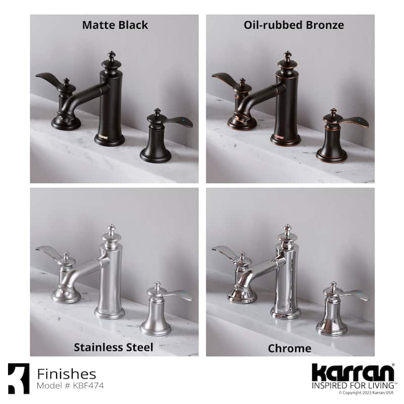 Karran Vineyard KBF474 2-Handle Three Hole Widespread Bathroom Faucet with Matching Pop-up Drain