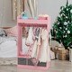 preview thumbnail 12 of 13, Costume RackOpen Hanging Armoire Closet with Mirror-PINK