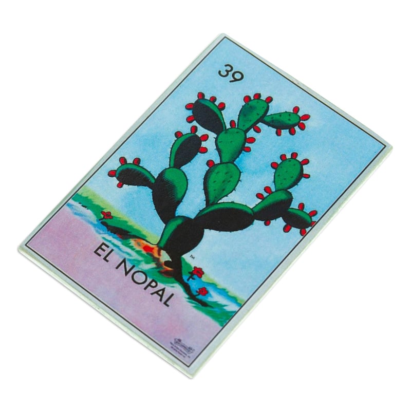 Novica Handmade Red Prickly Pear Decoupage Wood Magnet