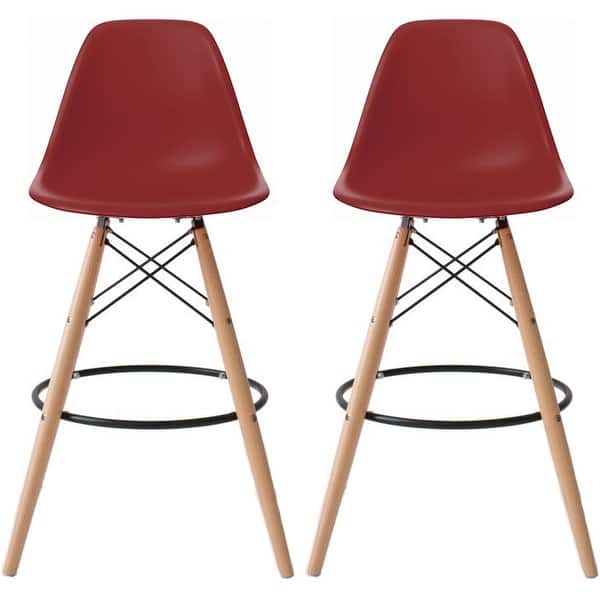 Shop 2xhome Set Of 2 Modern 28 Color Seat Height Dsw Molded Armless Plastic Counter Bar Stool Natural Wood Eiffel Dowel Legs Kitchen On Sale Overstock 17632597