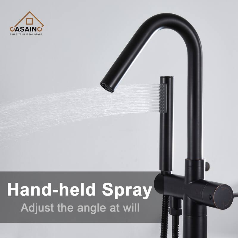 CASAINC Freestanding Single-Handle Bathtub Faucet with Hand Shower