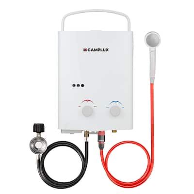 CAMPLUX 1.32 GPM 34,000 BTU Outdoor Portable Propane Tankless Water Heater, White