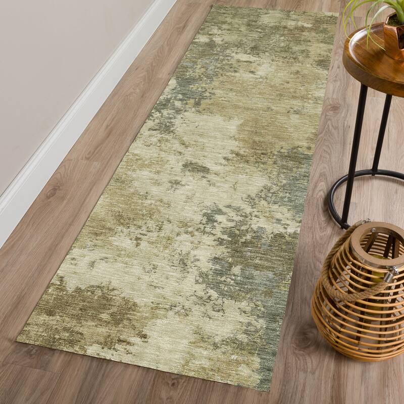 Machine Washable Indoor/ Outdoor Casual Contemporary Chantille Rug