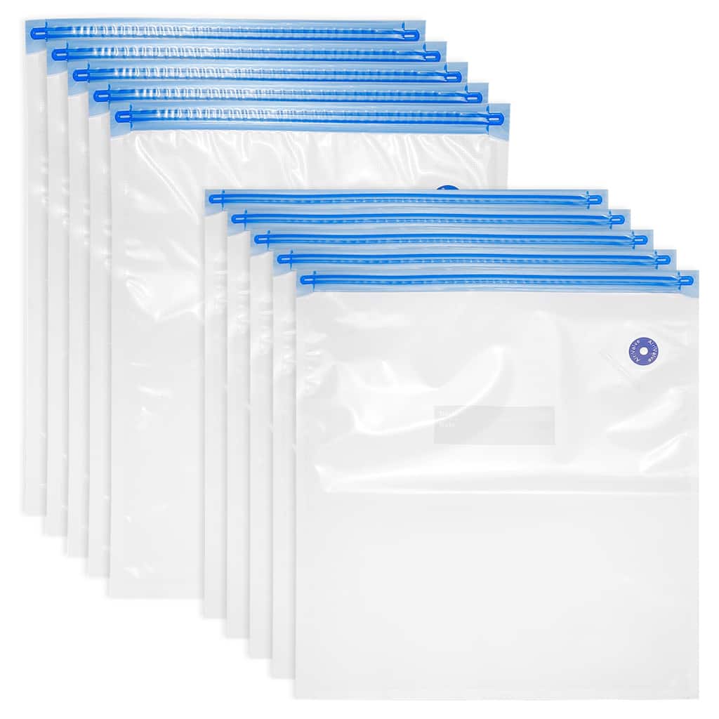 10pcs Sous Vide Bags Reusable Vacuum Food Sealer Bag 34cm x 30cm,50cm x 35cm - White