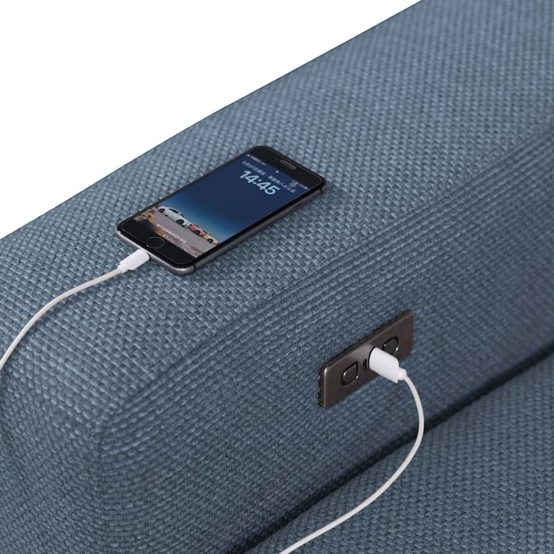 Furniture of America Paelis Modern Reclining Sectional with USB Port and Adjustable Headrest