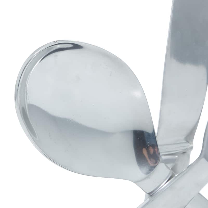 Aluminum Metal Utensils Sculpture with Black Base - Silver - Roche River Decor - 4"W x 13"L x 17"H