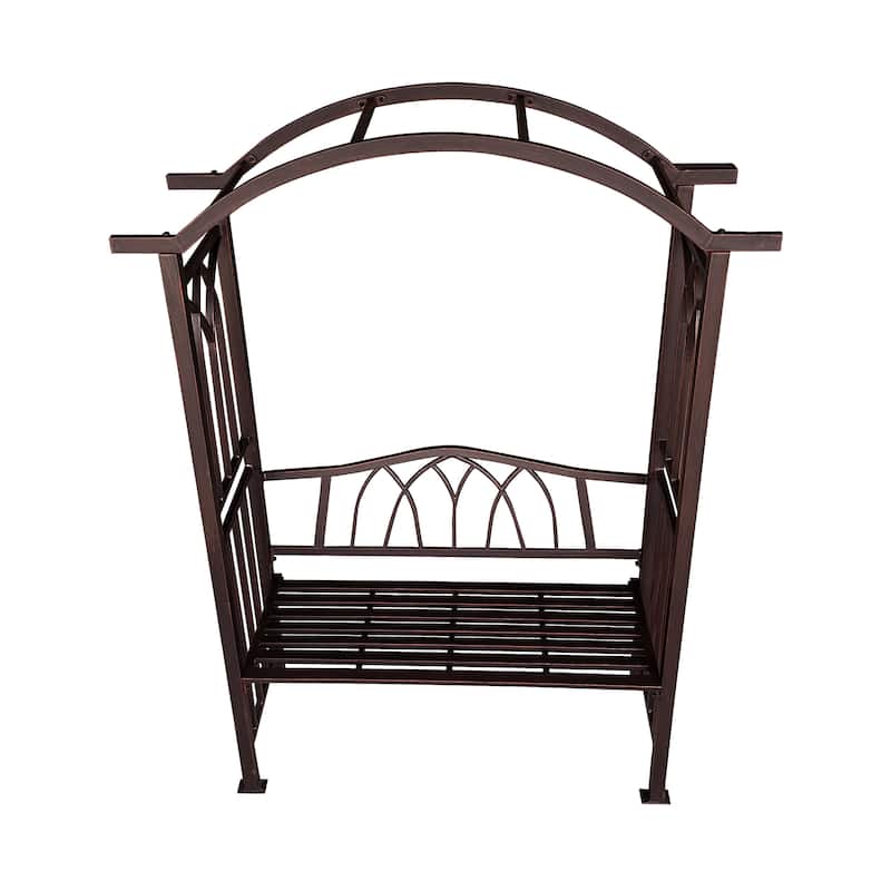 Aluminum Garden Arch with 2-Seater Bench - N/A