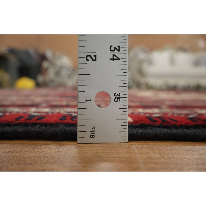 Hand Knotted Oriental 100% Wool Carpet Traditional Geometric Red Balouch Area Rug - 9' 7'' X 6' 6''
