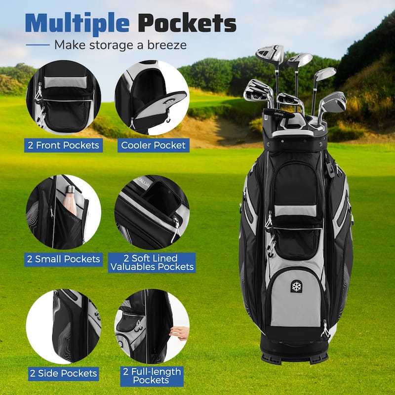 Gymax Golf Cart Bag Molded Lock Top Golf Bag w/14-Way Full Length