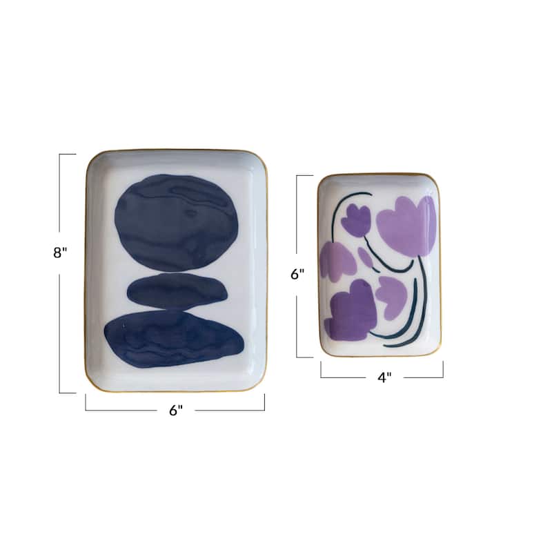 Abstract Enameled Metal Trays