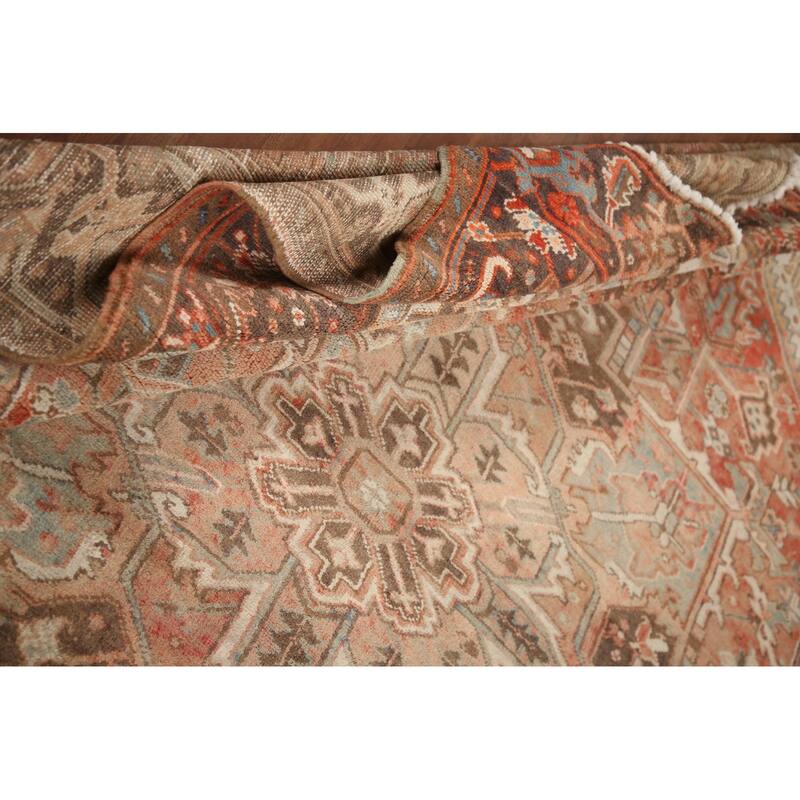 Hand Knotted Oriental 100% Wool Carpet Traditional Medallion Oranges & Rust Heriz Area Rug - 10' 8'' X 8' 4''