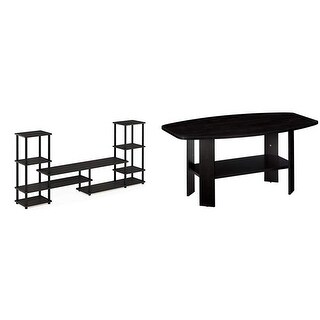 Entertainment Center, Espresso/Black & Simple Design Coffee Table ...