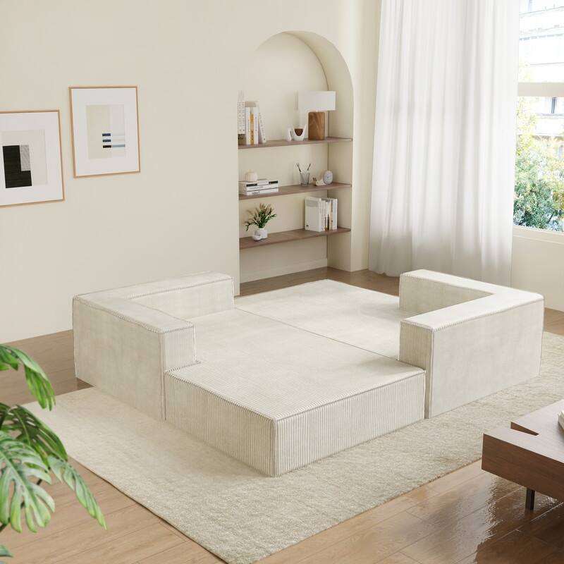 Corduroy Compression Sofa Chaise Lougues