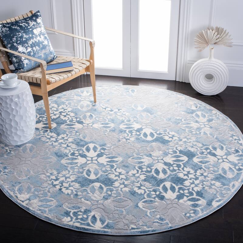 SAFAVIEH Lagoon Dotty Modern Abstract Rug - 6'7" Round - Grey/Blue