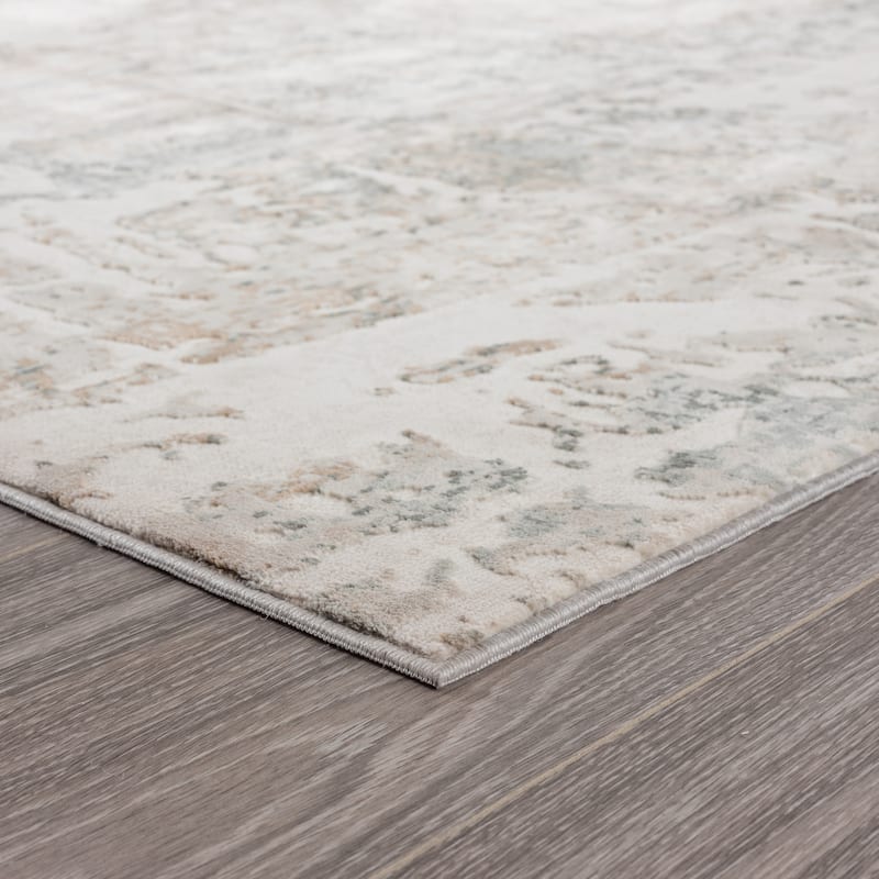 Sevita Gray/Cream Abstract Contemporary Area Rug