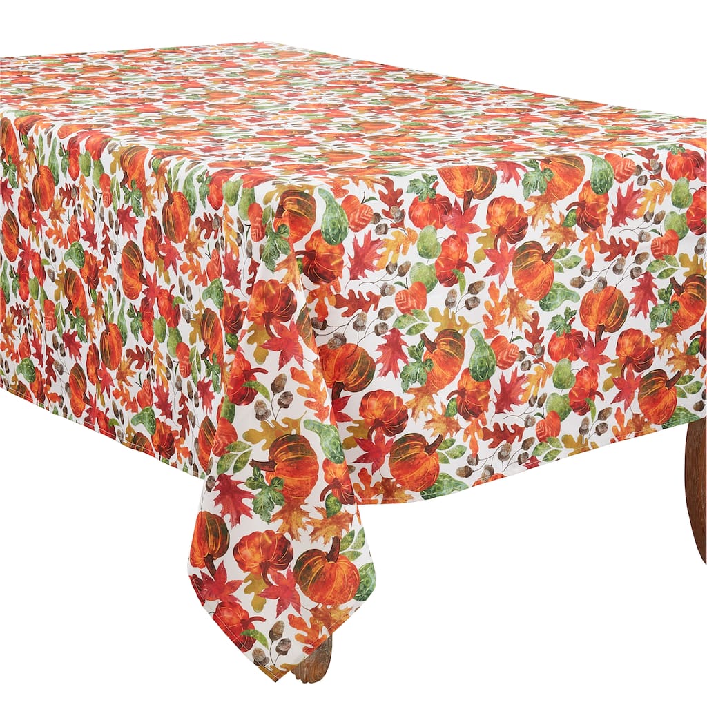 Fall Tablecloth With Pumpkin Foliage Design