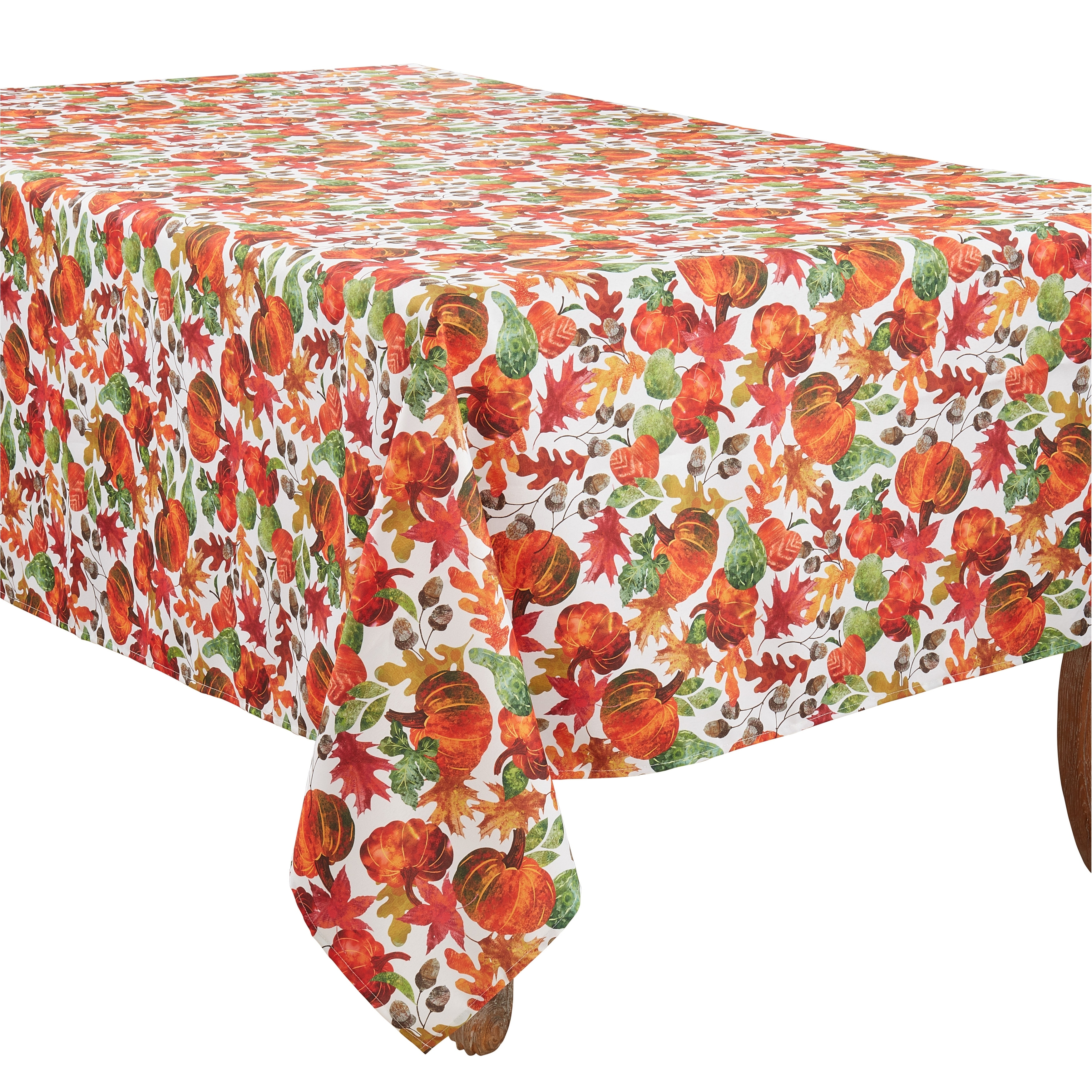 Fall Tablecloth With Pumpkin Foliage Design